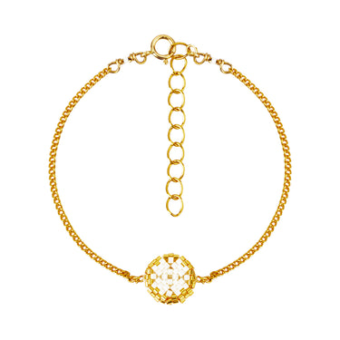 Pulsera Diamantes 1 Redondo Dorado Ajustable Perla